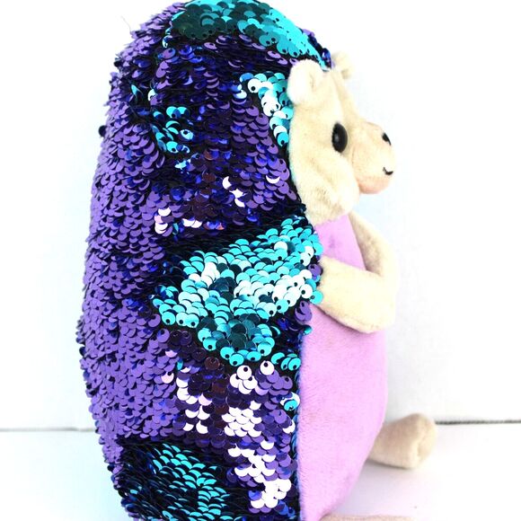 Goffa Purple Blue Flip Sequin(mermaid) Hedgehog Plush Stuffed Animal 9” - Picture 2 of 7